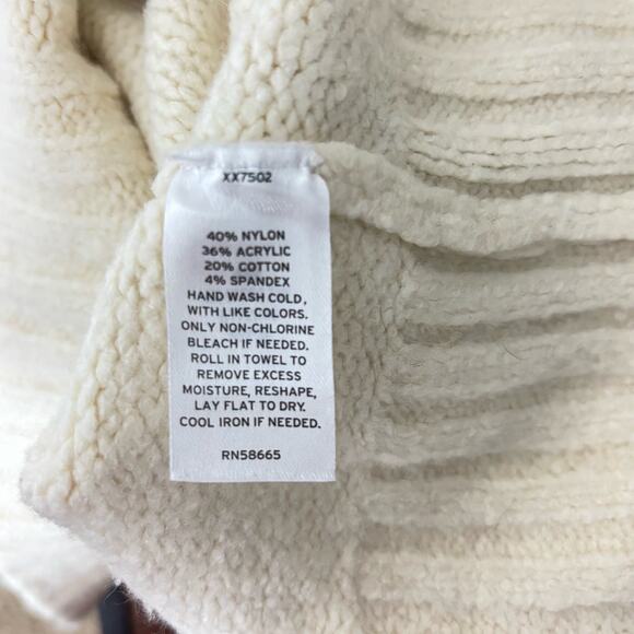 Open Edit Oversized V-Neck sweater XL ivory cream cotton blend - Picture 6 of 6